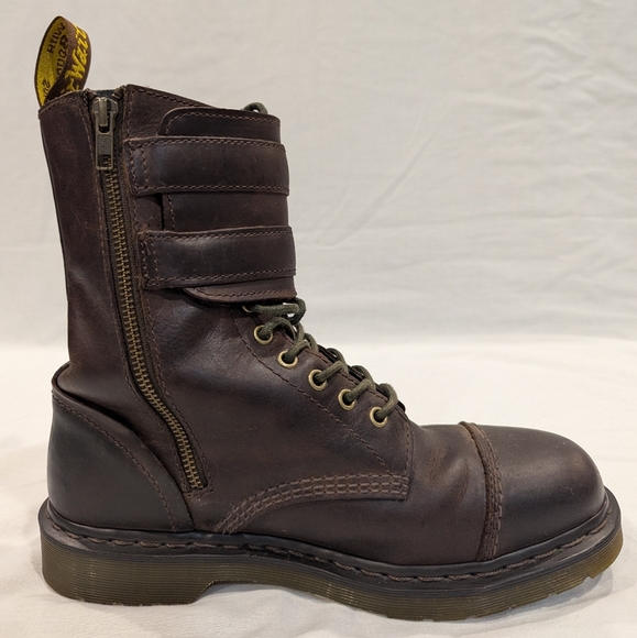 Dr. Martens Brock Lace Up Double Buckle Zip Utility Combat Unisex Boots 9M/10L - Picture 8 of 16
